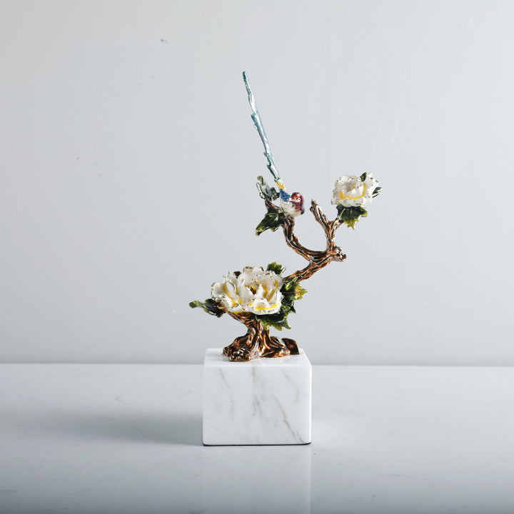 Ornamental Bird and Flower Sculpture