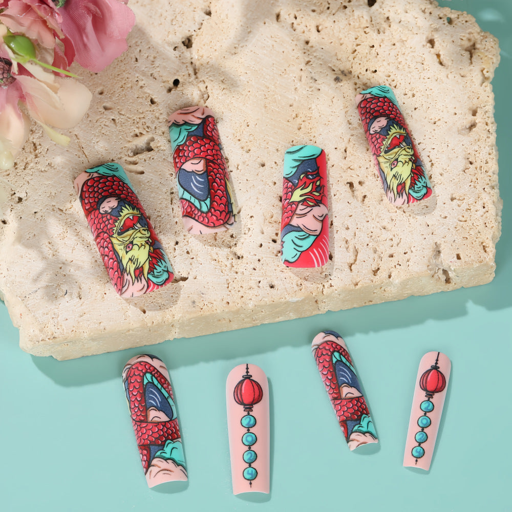 Creative artificial nails in Asian dragon design Bowlift