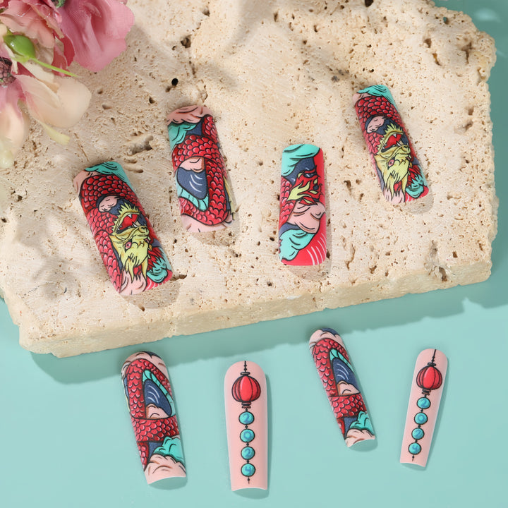 Creative artificial nails in Asian dragon design Bowlift