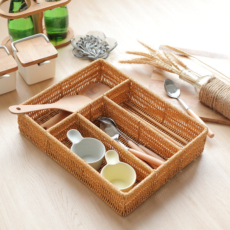 Unisex Handwoven Storage Basket with Multiple Compartments Bowlift