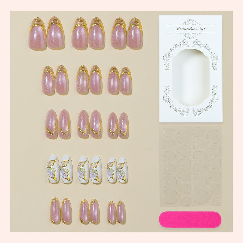 Creative Nail Art Set with Glitter and Lace Accents Bowlift