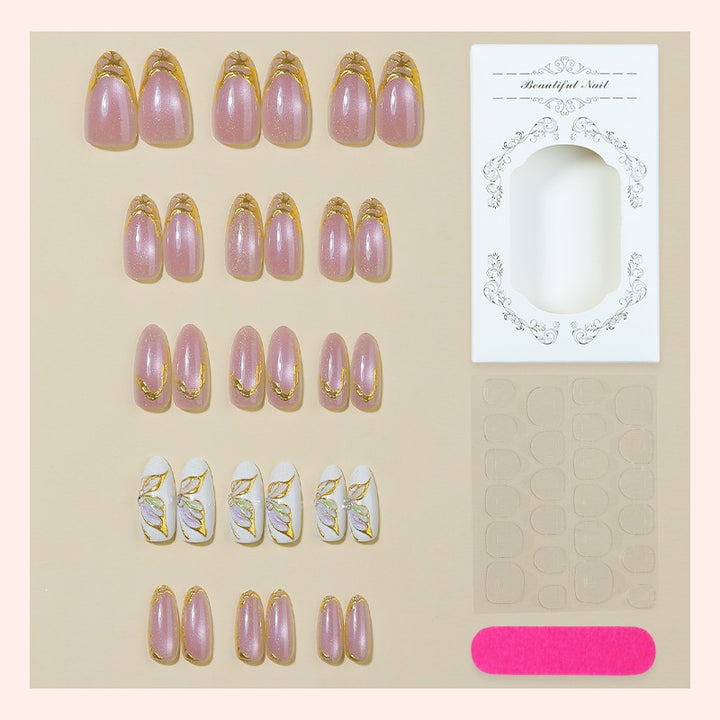 Creative Nail Art Set with Glitter and Lace Accents Bowlift