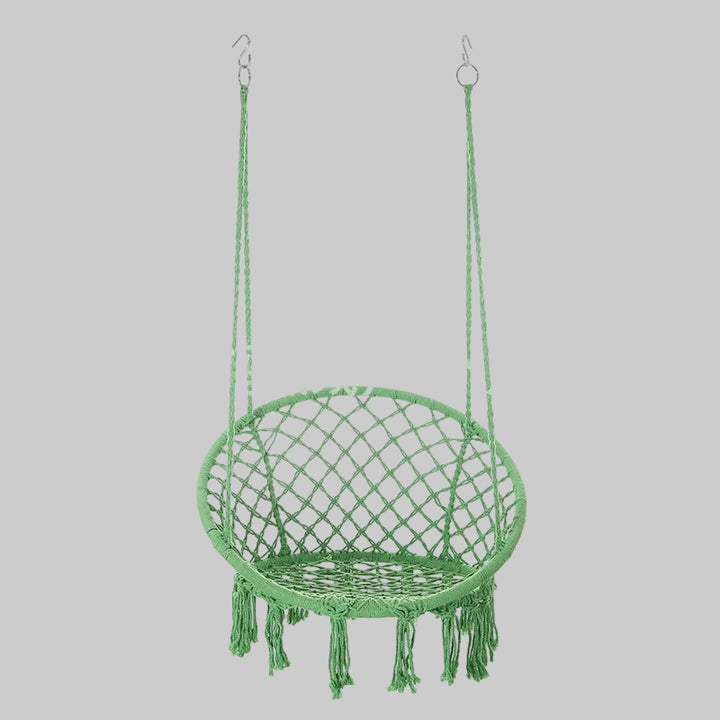 Macrame hanging swing chair boho woven fringe indoor outdoor hammock seat Bowlift
