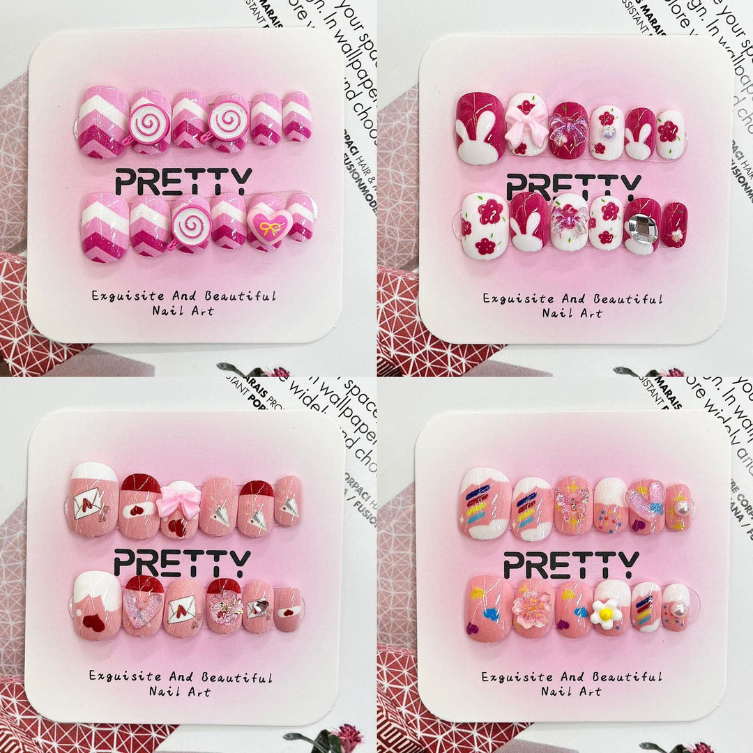 Artistic 3D Decorated Press-On Nail Set Bowlift