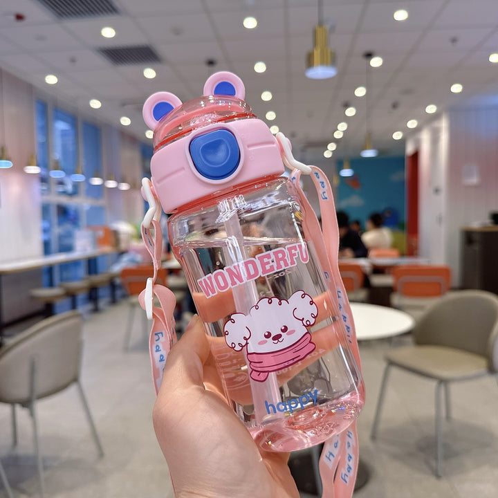 Ladies Playful waterproof drinking bottle with carrying strap Bowlift