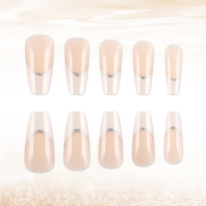 Elegant Press-On Nail Set with Rhinestone Accents Bowlift