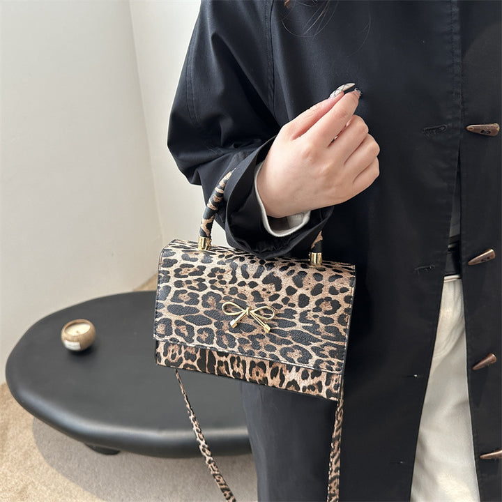 Stylish Animal Print Top Handle Handbag Bowlift