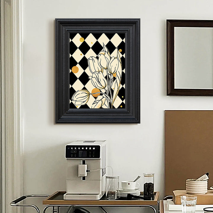 Framed Flower Pattern Geometric Artwork