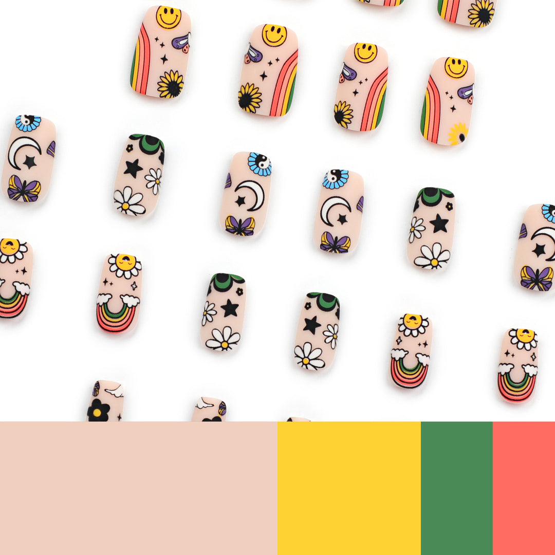 Artificial nail art with colorful motifs and creative decor Bowlift