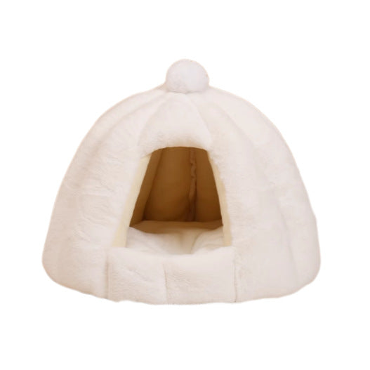 Plush Pumpkin-Themed Cat Hideaway  Dog Bed