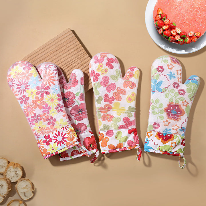 Floral Pattern Silicone Oven Mitt
