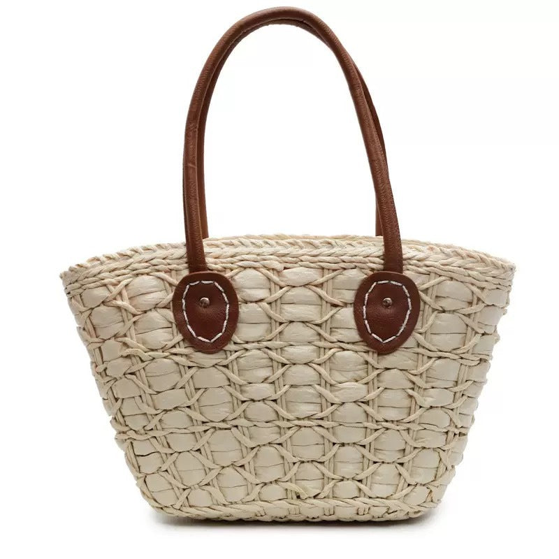 Braided shopping bag with leather handles Bowlift