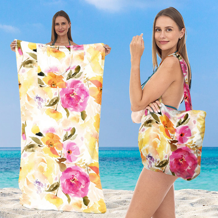Beach towel with elegant floral patterns Bowlift