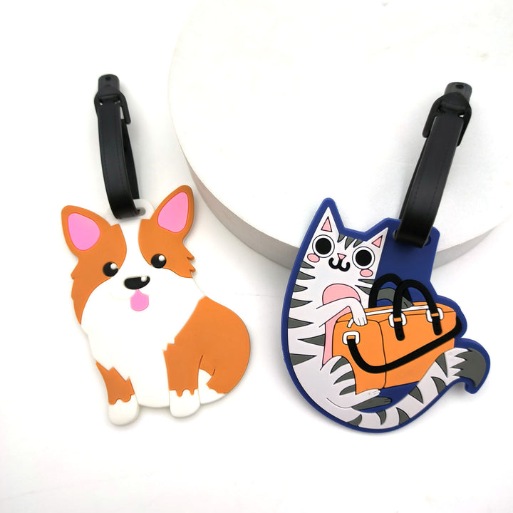 Cute Silicone Cat Luggage Tag with Detachable Strap and Personalized ID Window Bowlift