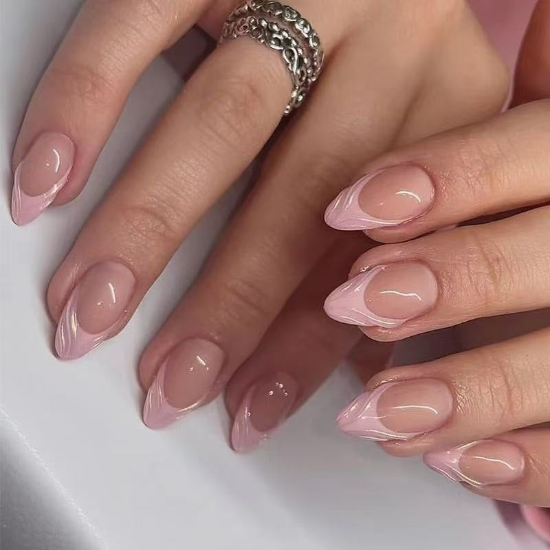 Elegant Nail Tips with French Design Bowlift