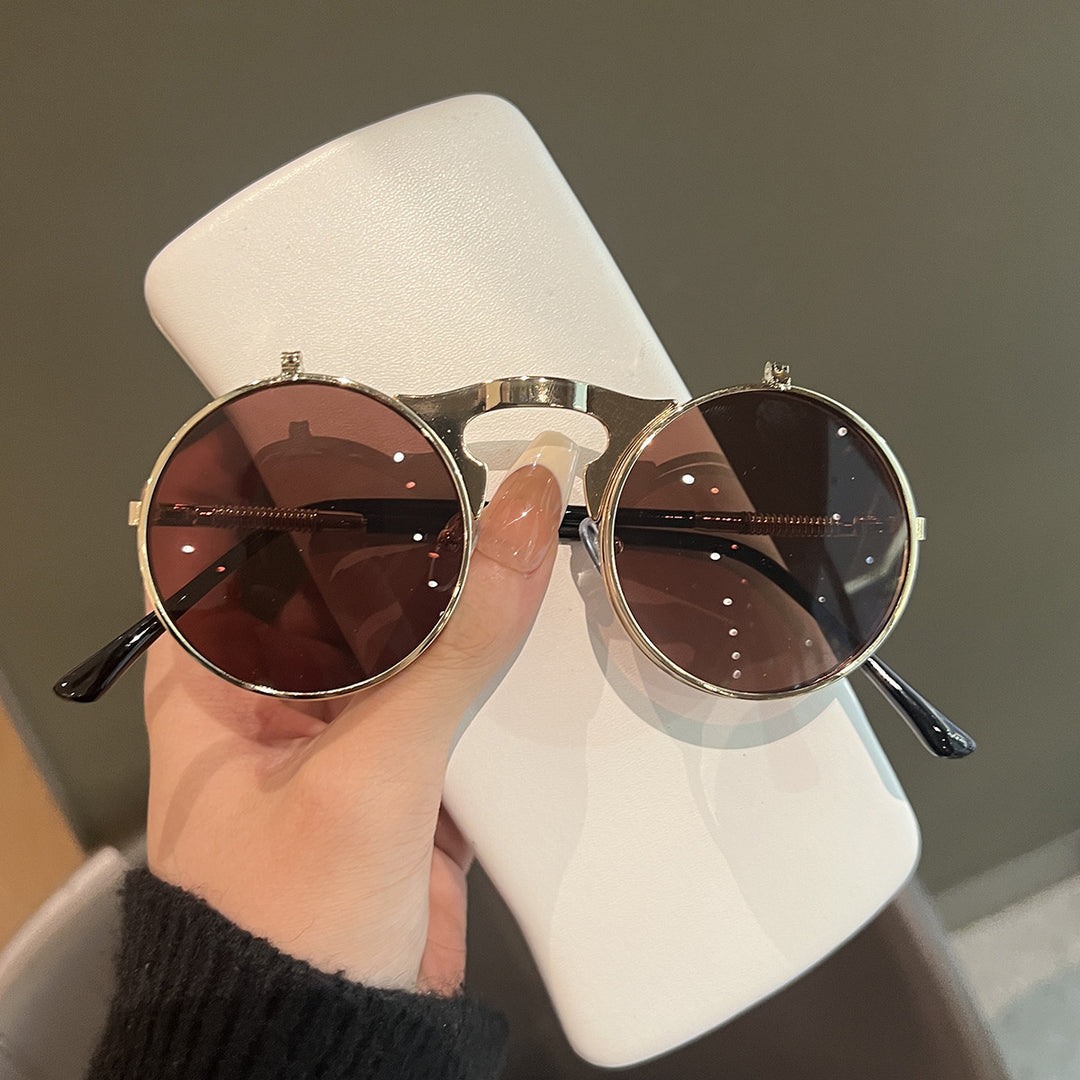 Ladies Round Designer Sunglasses with Innovative Frame Bowlift