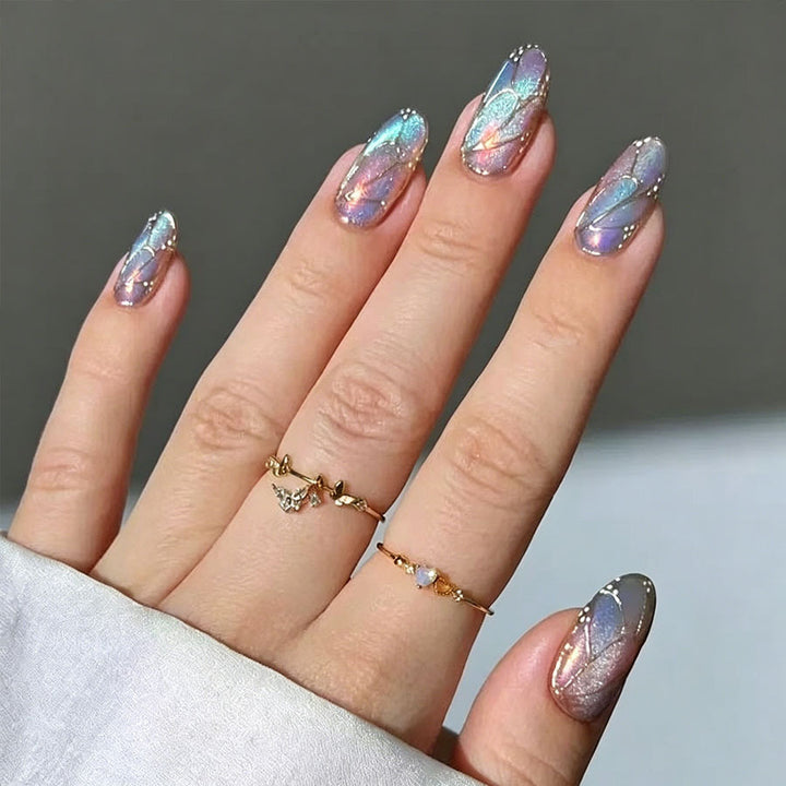 Artistic Glitter Gradient Press-On Nails Bowlift