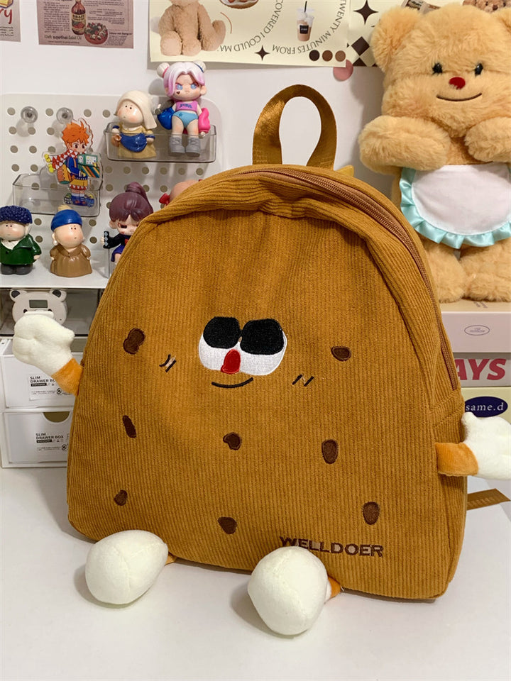 Cute Cookie-Shaped Plush School Backpack Bowlift