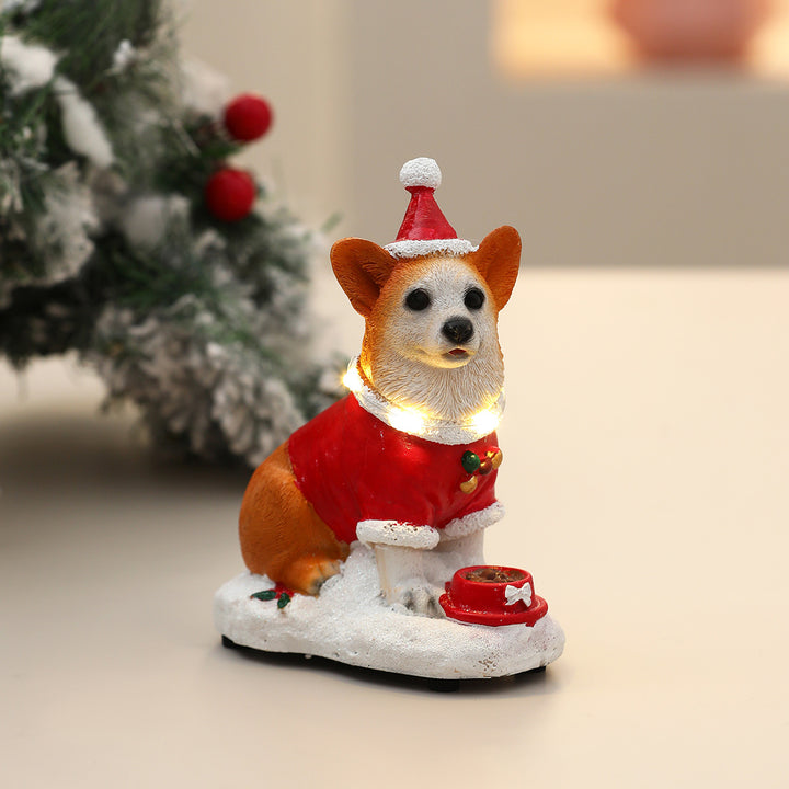 Festive LED Dog Figurine Bowlift
