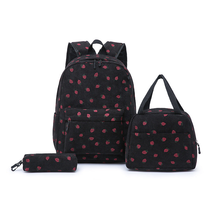 Backpack set with Playful Strawberry Pattern Bowlift