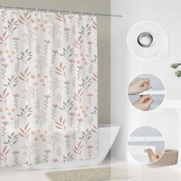 Floral Print Shower Curtain Bowlift