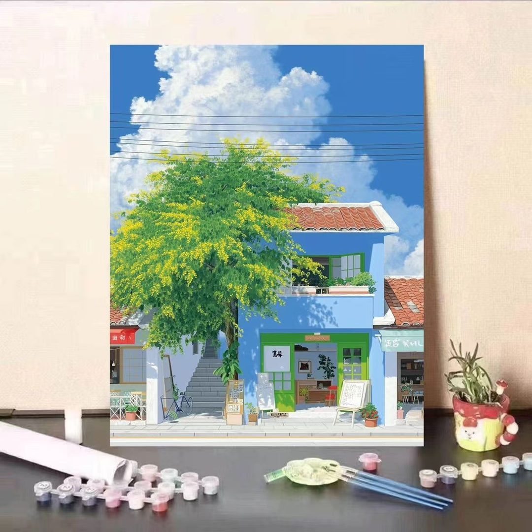 Scenic Coastal Village Canvas Art Bowlift