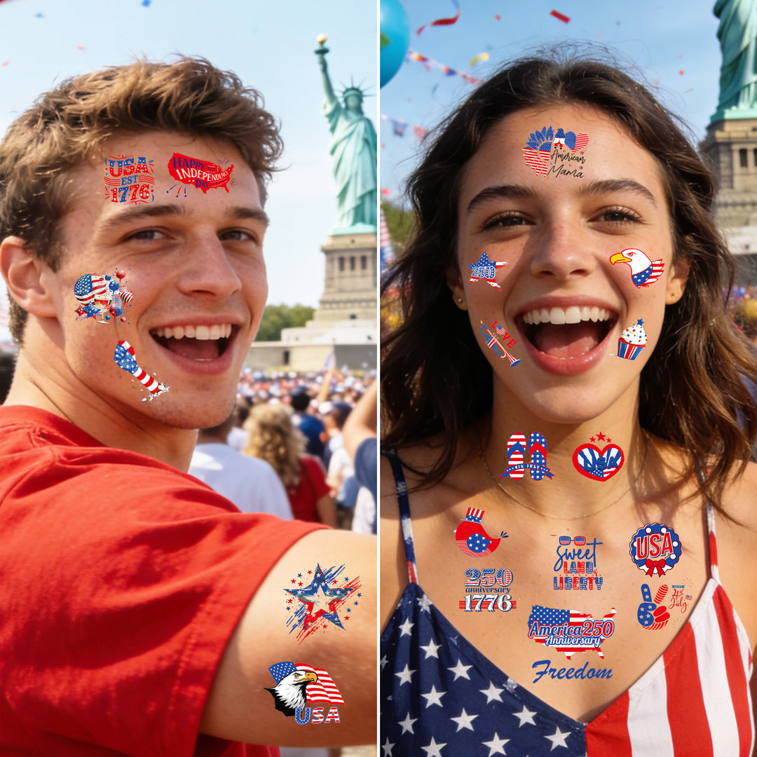Unisex nan patriotic Party Sticker Collection with USA motifs on matte vinyl Bowlift