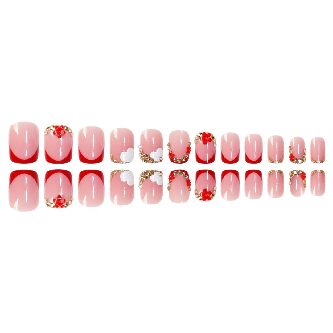 Elegant Floral Press-On Nail Art Set Bowlift