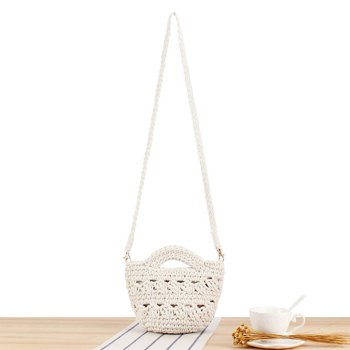 Playful macrame shoulder bag with braided handle Bowlift