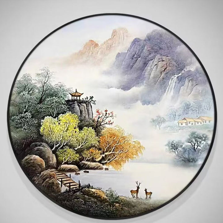 Round Landscape Canvas Wall Art
