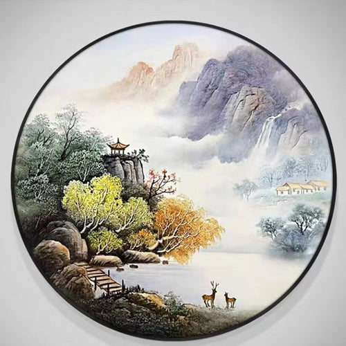 Round Landscape Canvas Wall Art