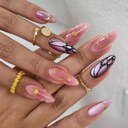 Creative nail art set with rhinestones and glittering accents Bowlift