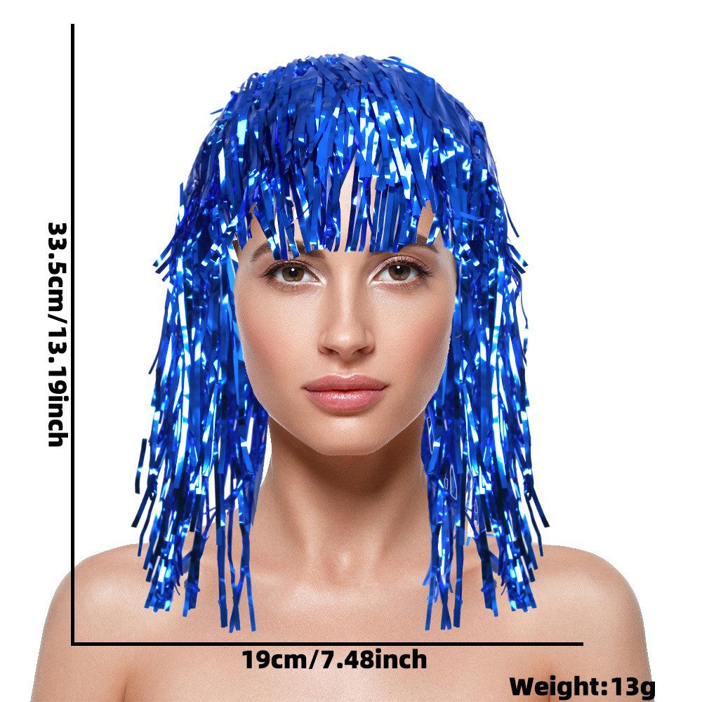 Women's nan metallic foil fringe hula skirt with elastic waistband party costume Bowlift