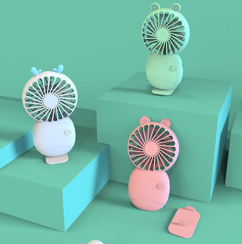 Women Portable Mini Fan with Cute Animal Design Bowlift