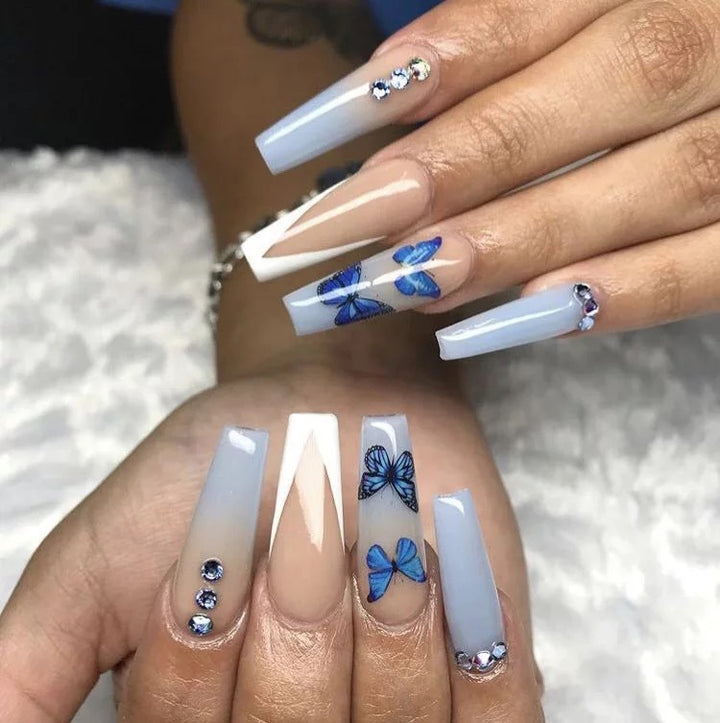 Decorative Butterfly-Design Press-On Nails Bowlift