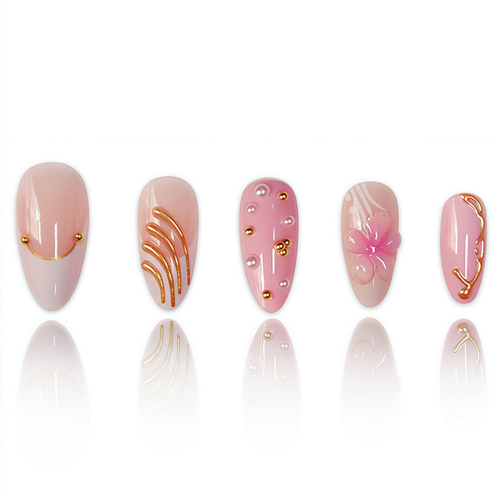 Artistic Floral Stiletto Nail Extensions Bowlift