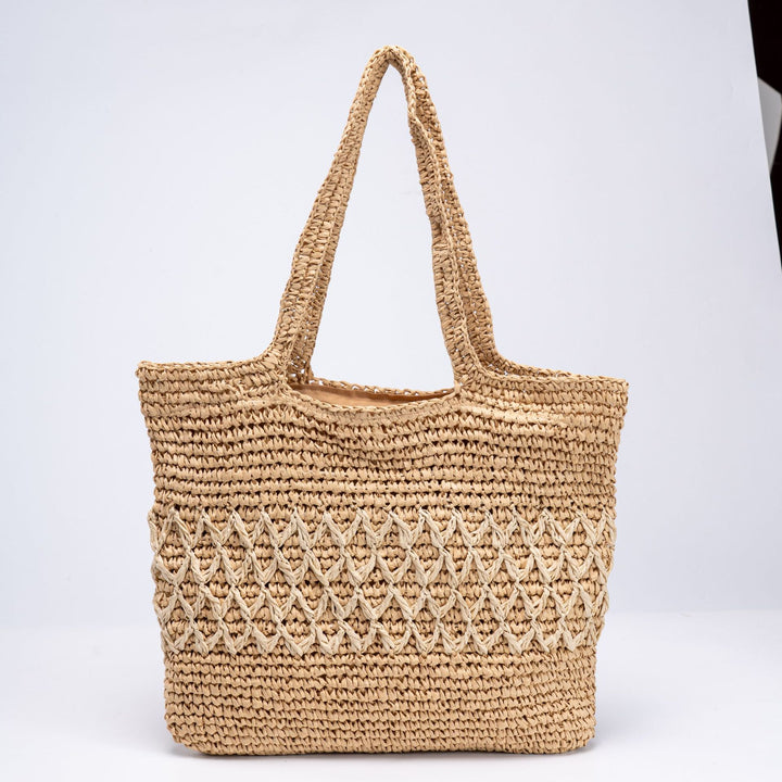 Handmade straw tote bag with decorative pattern Bowlift
