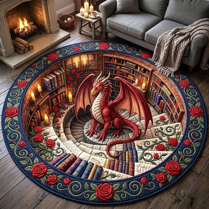 3D Dragon Theme Projection Round Carpet