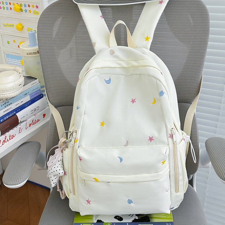 Embroidered Star and Moon Pattern Backpack