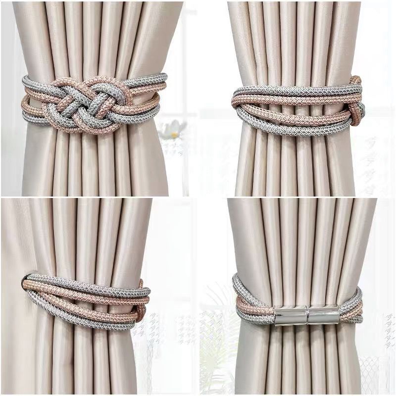 Decorative curtain tieback with braided design Bowlift