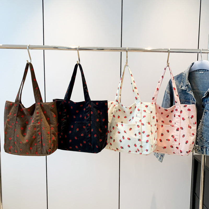 WoStylish Corduroy Shopping Tote Bowlift