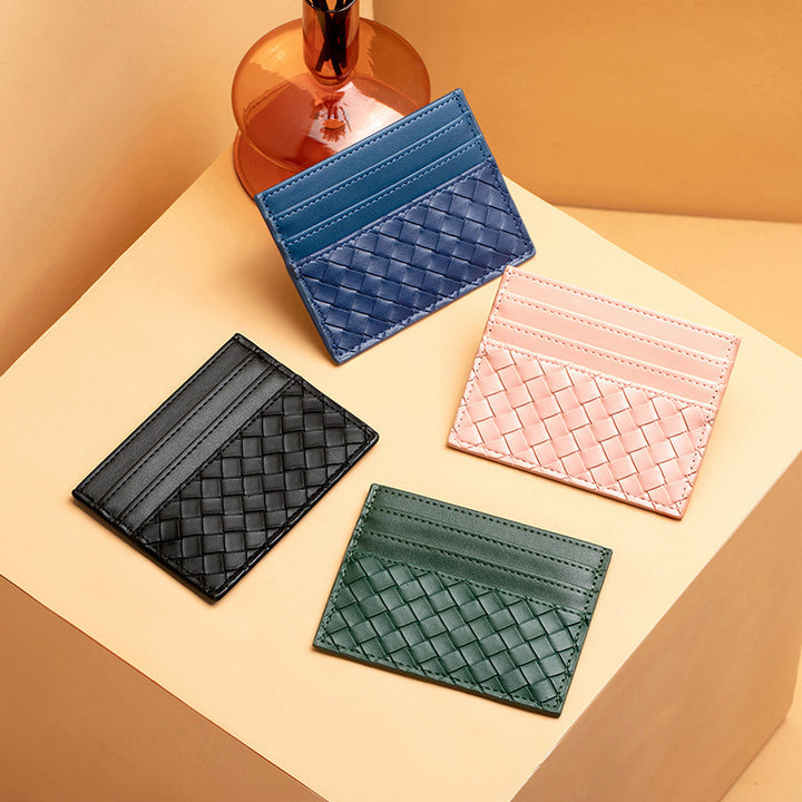 Woven Leather Card Holder Bowlift