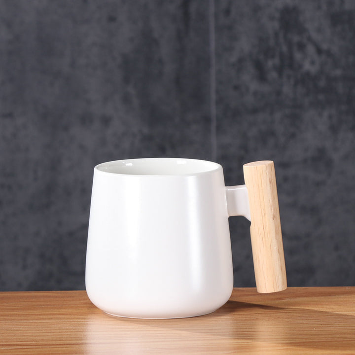 Ceramic Coffee Mug with Ergonomic Wooden Handle Bowlift