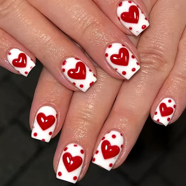 Heart-Embellished Press-On Nail Art Set Bowlift