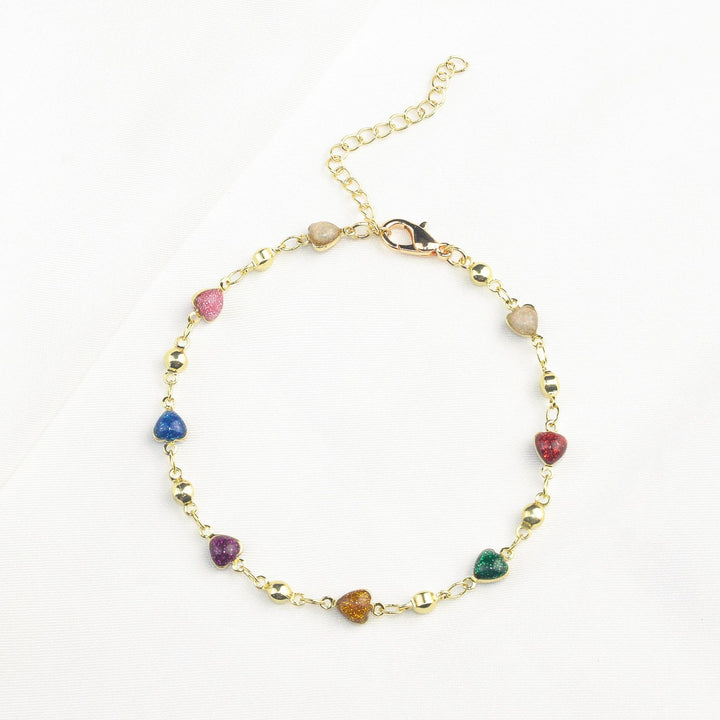 Heart-Shaped Beaded Anklet Bowlift