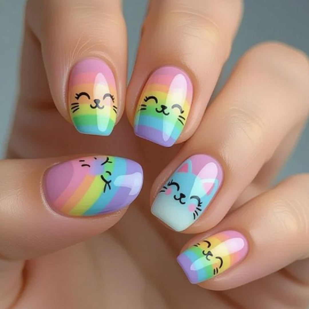 Playful Cat-Themed Nail Art Set Bowlift