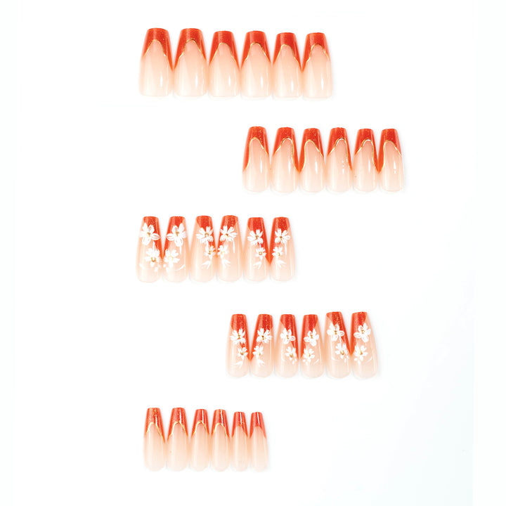 Artificial Nail Set with Floral Accents Bowlift