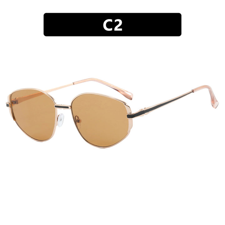 Women modern geometric sunglasses with stylish metal frame Bowlift