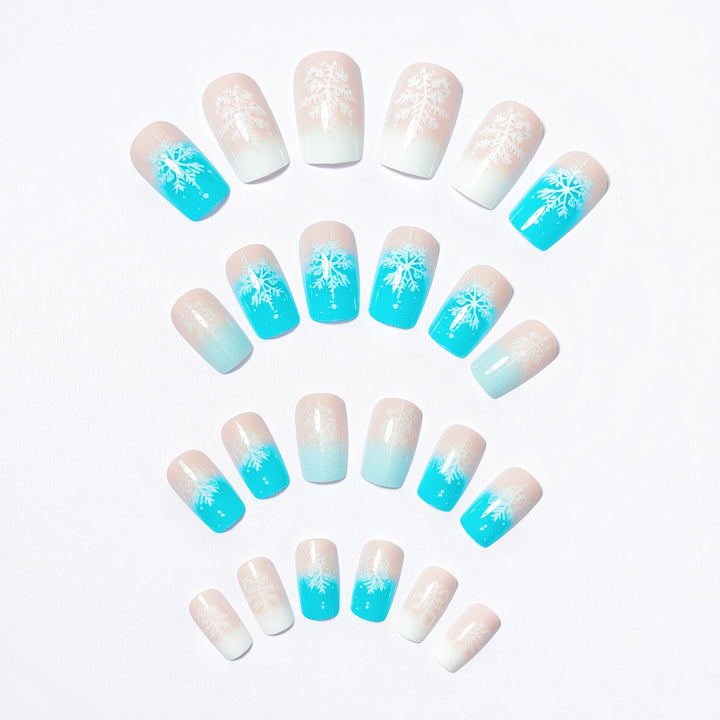 Wintry Artistic Nails with Shimmering Snowflake Design Bowlift