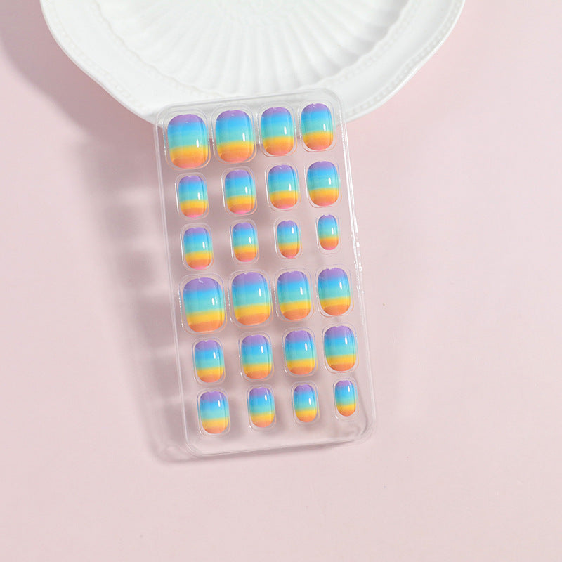 Rainbow Gradient Press-On Nail Tips Bowlift